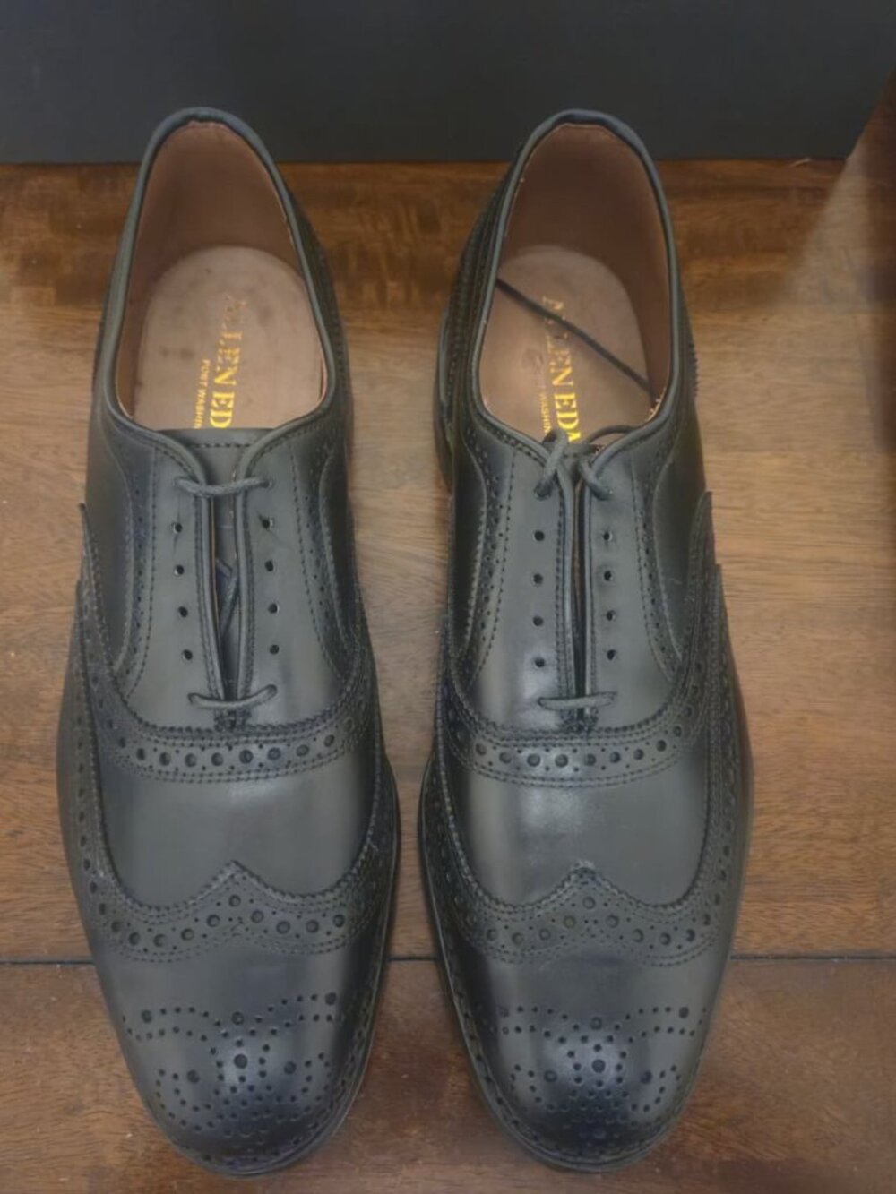 Allen Edmonds McAllister Wingtip Oxford Black 9D Dainite Sole New in Box